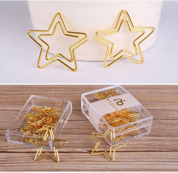 

12 шт box креативный пять остроконечные клипы star paper metal закладка gold binder клип студент канцелярские питания bbyjpz garden2010