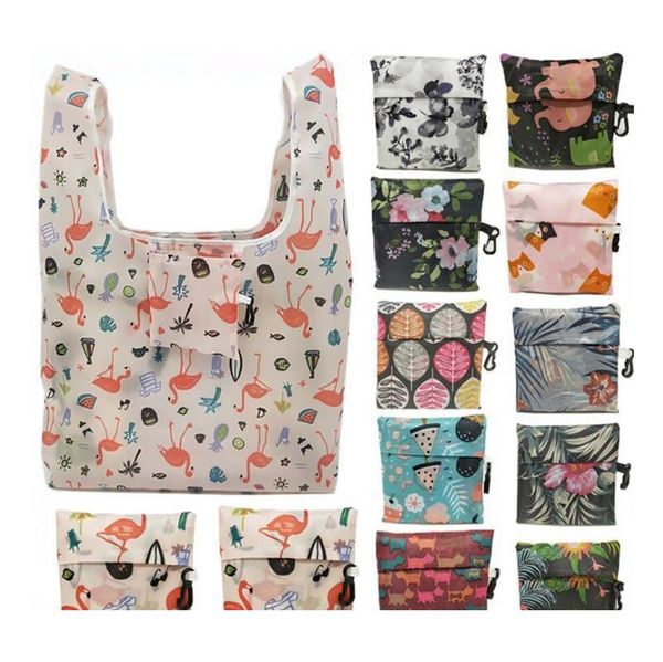 

large size foldable shopping bags nylon home storage bag reusable eco-friendly folding bag grocery bag multi-func jlltlu lucky2005