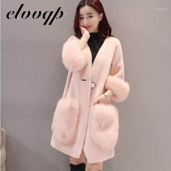 

winter women faux fur coat three quarter fur coat loose overcoat thick warm plus size female plush coats1, Black