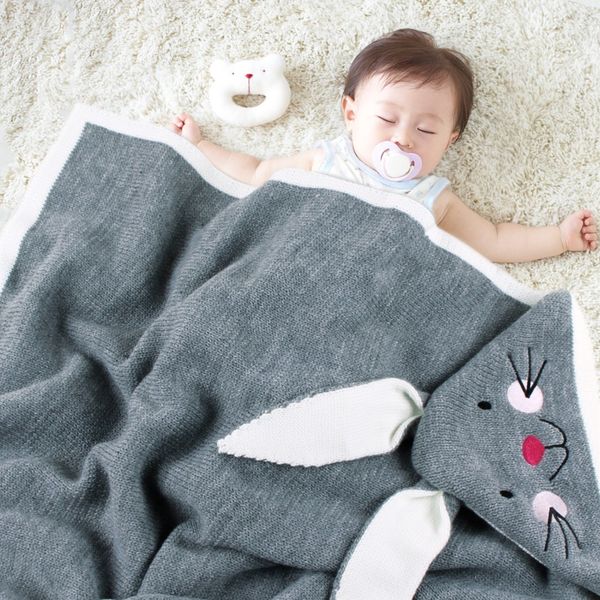 

baby blankets knitted bunny rabbit knitted newborn stroller cover pgraphy prop accessories soft infant boy girl swaddle wrap y201009