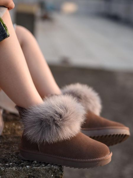 

artmu original snow boots fur and plush ankle boots flat sole soft slip-on cotton shoes comfortable and warm women's, Black