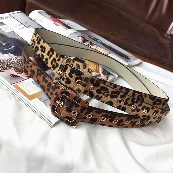 

and south korea autumn winter leopard decorative shirt dress versatile casual square pin buckle belt pu leather waistband fashion, Black;brown