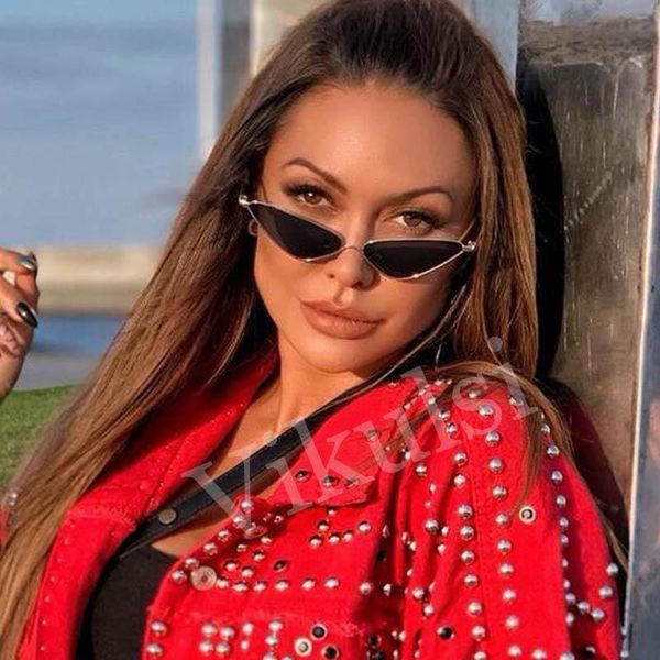 

sunglasses triangle cat eye women metal frame vintage sun glasses female ladies small cateyes sunglass 2021 retro uv400, White;black