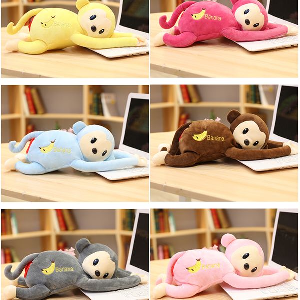 

red ass monkey toy hand tissue box holder long arms gibbon pink brown monkeys car home decor plushie kids gift 43cm 1011