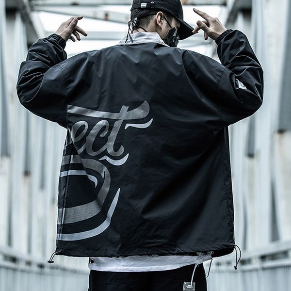 

jacket coats men autumn zipper cardigan streetwear graffiti tactical jackets oversized windbreaker jacket hip pop, Black;brown