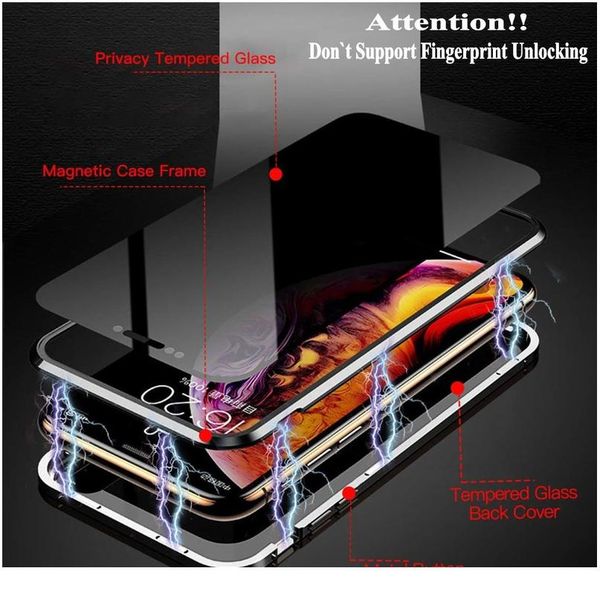

privacy anti-peeping magnetic case for huawei p30 p40 pro double sided tempered glass case for huawei p40 lite e p sma bbydtk