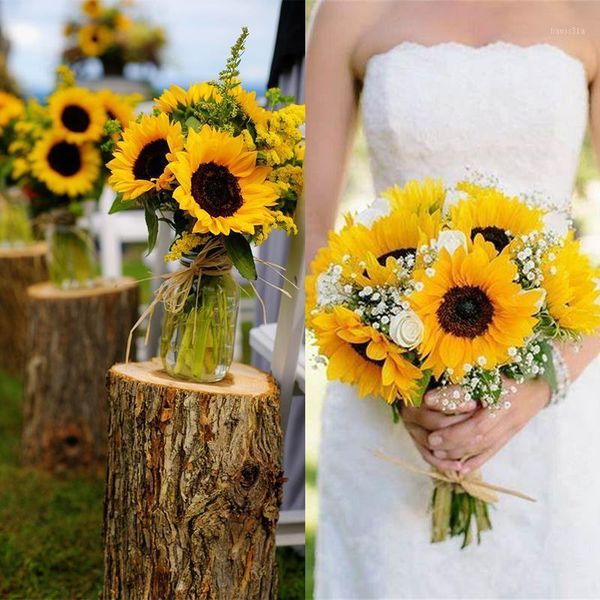 7 rami di girasole artificiale bouquet di girasole di seta fiore finto bouquet da sposa fai da te centrotavola composizioni decorazioni per la casa1