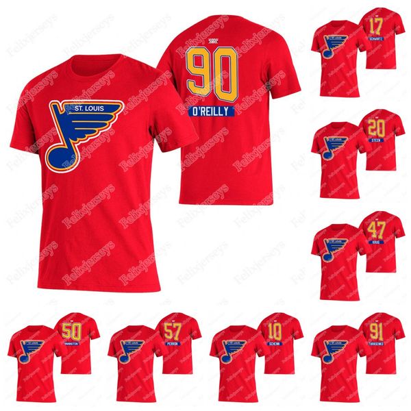 

ryan o'reilly (c) st. louis blues 2021 reverse retro t-shirt torey krug perron vladimir tarasenko bozak schenn jaden schwartz colton pa, Black;red