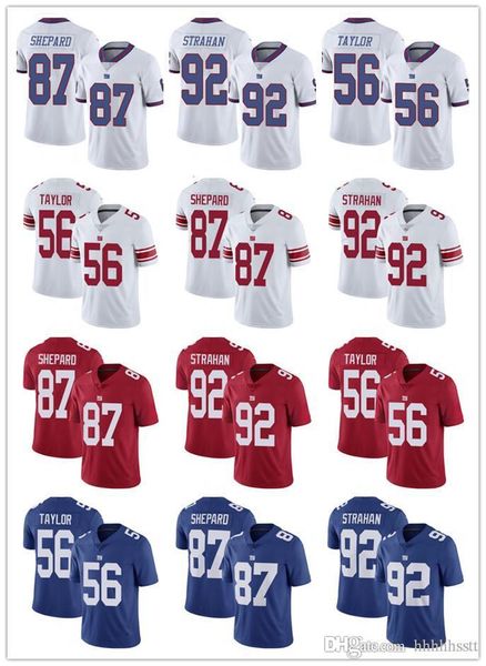 

men women new youth york giants 92 michael strahan 87 sterling shepard 56 lawrence taylor football jerseys, Black;red