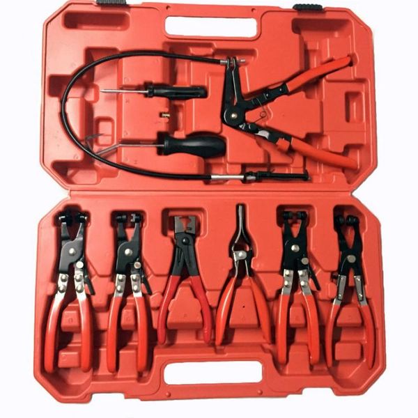 

9pcs hose clamp plier set automotive tools bendable throat tube bundle pliers kit auto hand tool reach wire plier car repair