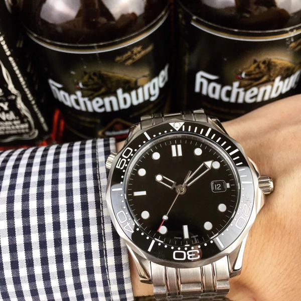 

2 style luxury om men sport watch 42mm super luminous dial 316l folding strap 5atm automatic mechanical waterproof watch, Slivery;brown