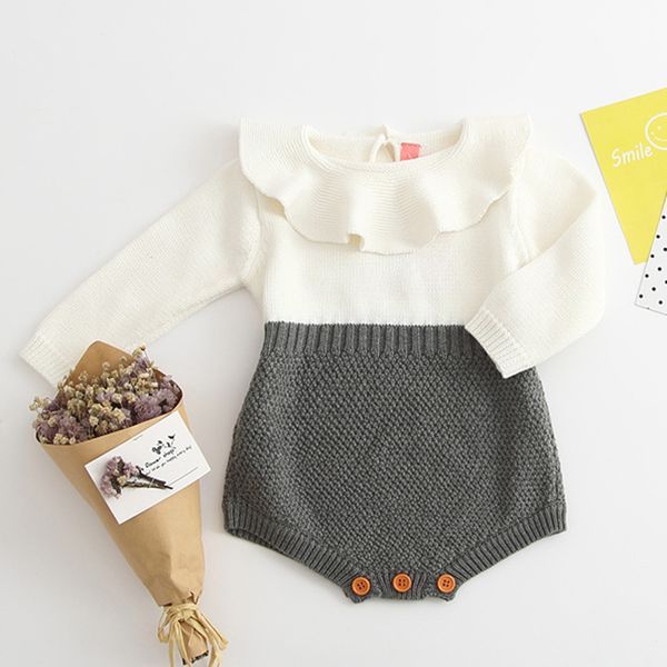 

autumn winter baby girl pure color rompers long sleeves bodysuit born clothes 210429, Blue