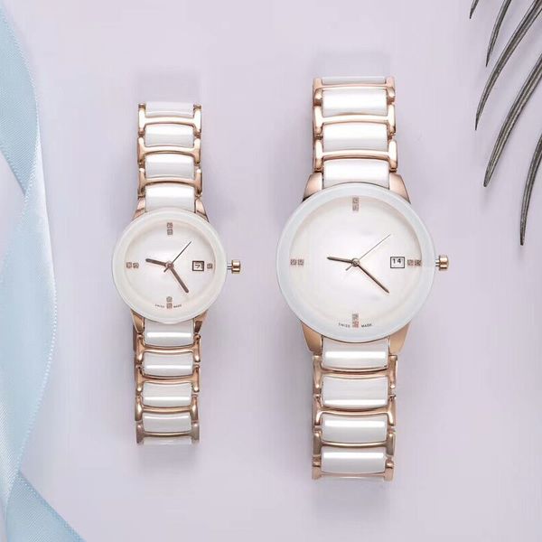 

lovers' watches fashion men lady full stainless steel band water resistant quartz watch for mens women valentine gift, Slivery;brown