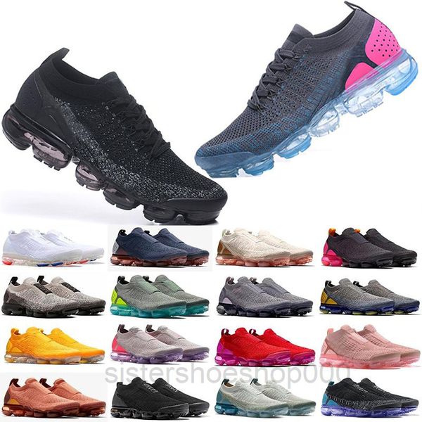 

2021 moc 2 laceless react 2.0 mens casual shoes triple black designer des chaussures women sneakers fly white knit cushion trainers yu3z
