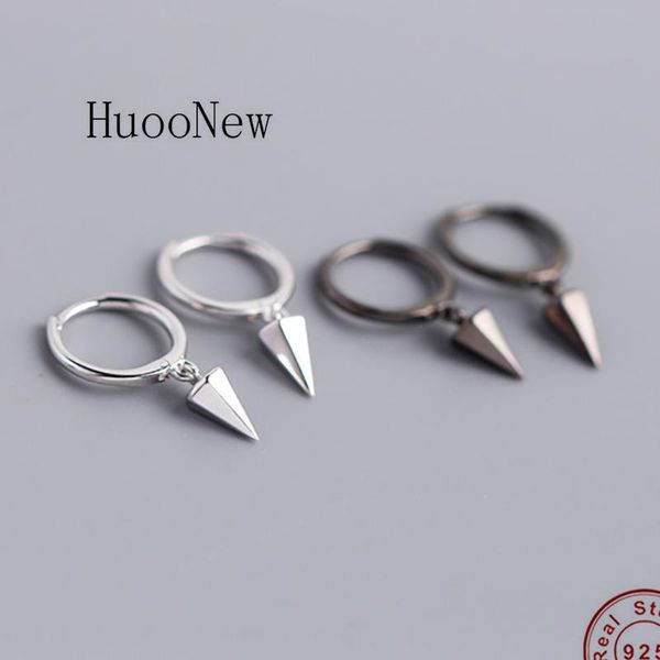 

925 silver black color rivit plain hoop earring piercing pendientes boucles doreilles brinco for women 2020 rock punk fashion, Golden;silver