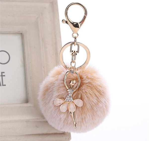 

gemixi 8cm cute dancing angel keychain pendant women key ring holder pompoms key chains gifts for women bag accessori wmtqzy otsweet, Silver