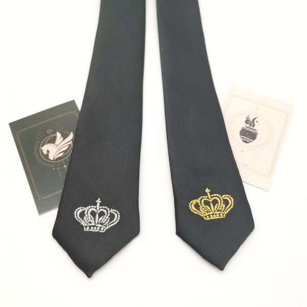 

bow ties [pointed crown hand embroidery] ins trendy tie men's hair stylist matte girl black 5cm accessories mens corbatas fashion, Black;gray