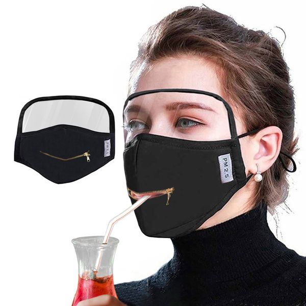 

zipper face opening design easy drink protective cotton with eyes shield mouth ask pollution mask
