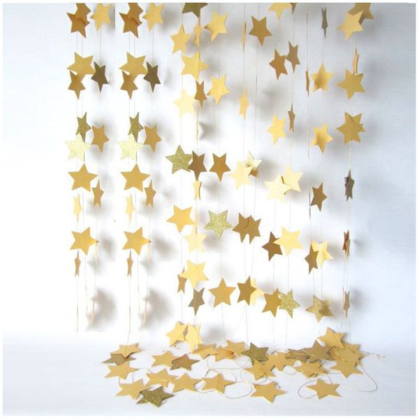 

fashion wall hanging paper star garlands 2m long birthday string chain wedding party banner handmade children room home decor