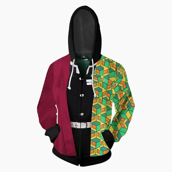 

anime demon slayer: kimetsu no yaiba cosplay hoodie kamado tanjiro zenitsu 3d print hoodies sweatshirts hooded coat jacket, Black
