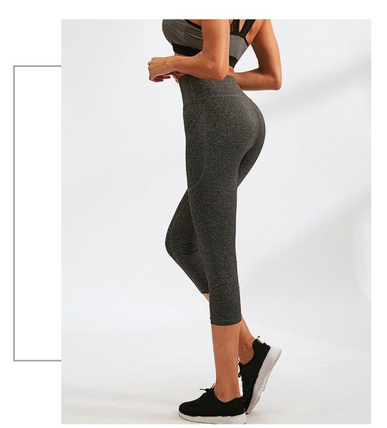 

wholesale new elastic high waist sports leggings women yoga pants quick dry 3/4 running trouser female crop gym leggings fitness tight, White;red