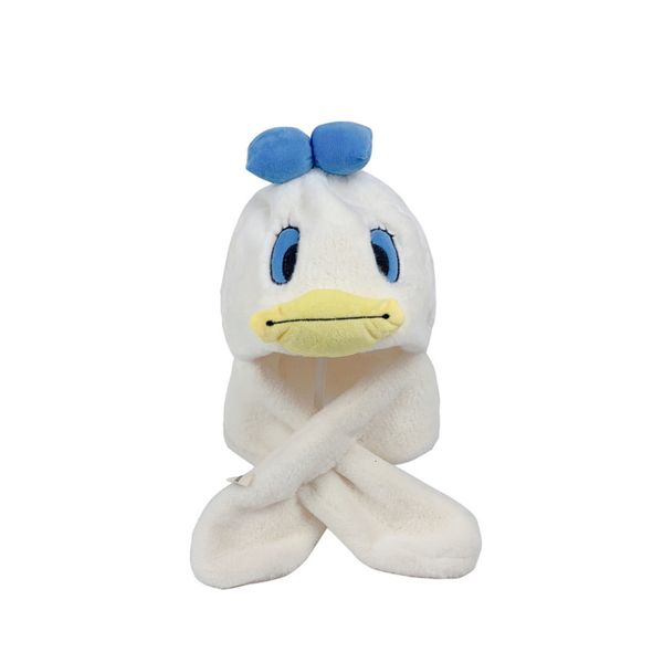 

autumn and winter pure color cartoon duck children's korean version cute baby hat with a versatile neck3qfk, Red;brown