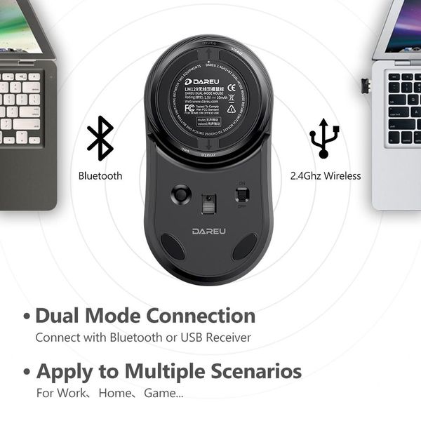 

dareu ufo bluetooth беспроводная мышь bt 2.4 ггц двойной режим mini mete mice с бесшумным поворотным выключателем для левой и правой h wmtnh