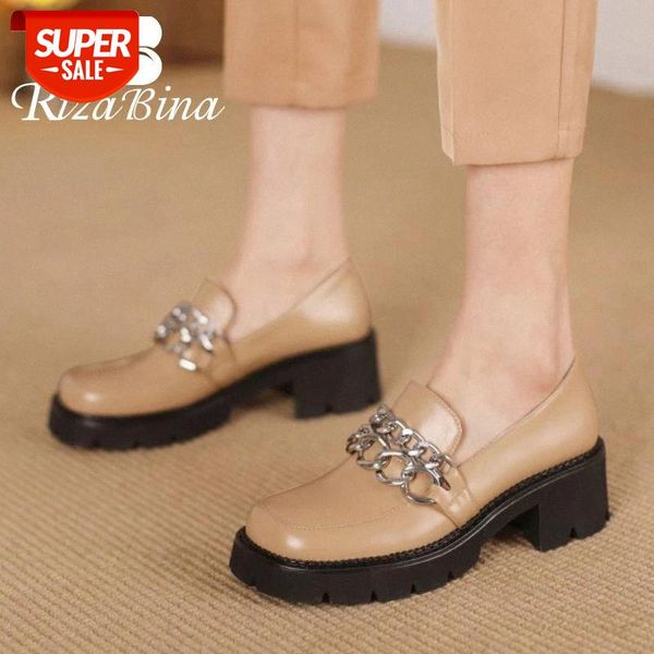 

rizabina size 33-40 women pumps genuine leather metal chain shoes women fashion cool party club shoes footwear #bx2t