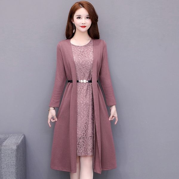 

esily mother clothes 2020 new autumn middle-aged formal dress lady western style noble skirt dressbroad women spring and autumn two-piece su, Gray