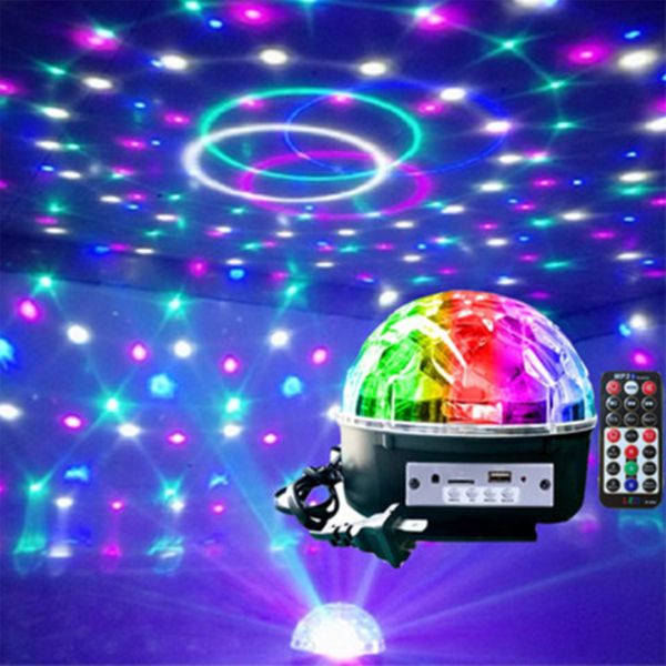 Alien 9 Renk LED Lamba Disko DMX Kristal Sihirli Top Sahne Aydınlatma Etkisi DJ Parti Noel Ses Kontrol Işık Uzaktan Kumanda ile