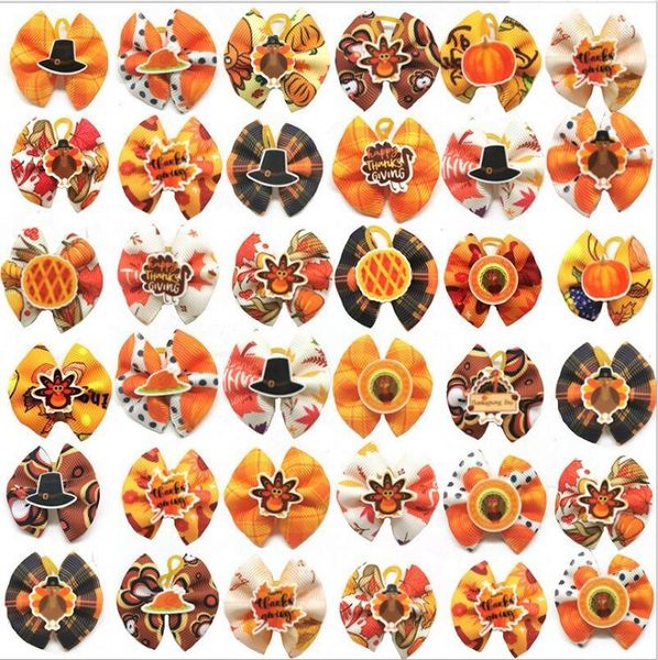

50pic/set size: 3-4 cm pet thanksgiving day flower bow band dog head flower pet holiday products valentine's day teddy decoration