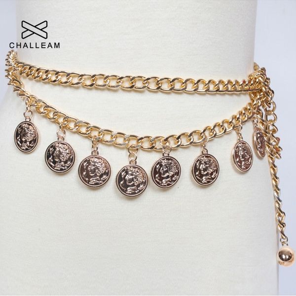 

fashion ladies small gold coin tassel metal waist chain belts for dresses fringed alloy women thin belt female long chains 102 y200501, Black;brown