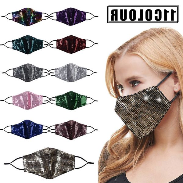

sequins pm2.5 dustproof mouth cover washable face masks bar dance earloop cotton ladies prom mask