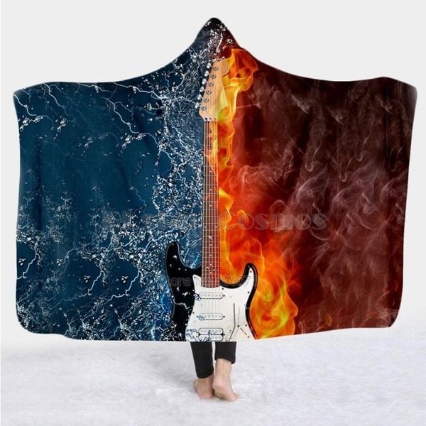 

violin guitar art musical instrument blanket hooded blanket 3d full print wearable adults men women style-31