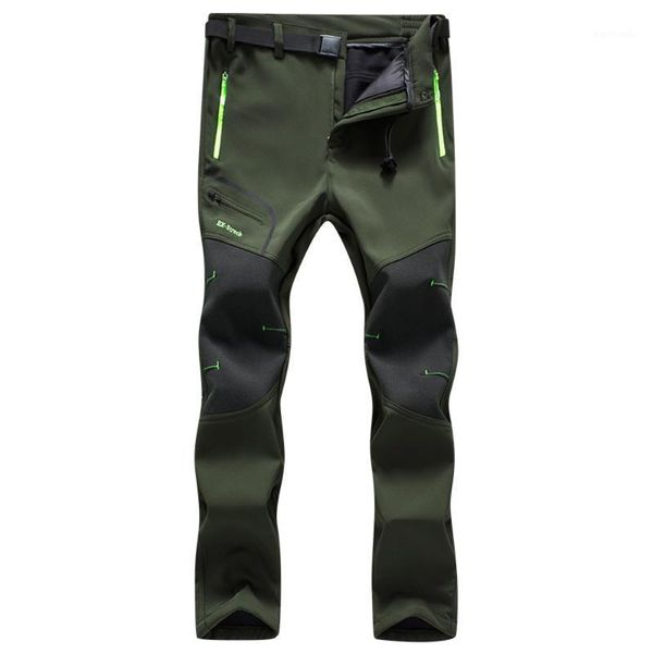 

men winter outdoor sport pants waterproof fleece lined pants bottoms with belt for camping hiking skiing climbing trousers1, Black;green