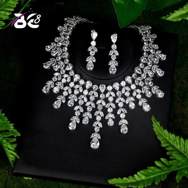

be 8 new fashion cz water drop design jewely sets for bridal wedding jewelry, white color, brilliant bijoux for women s085, Silver