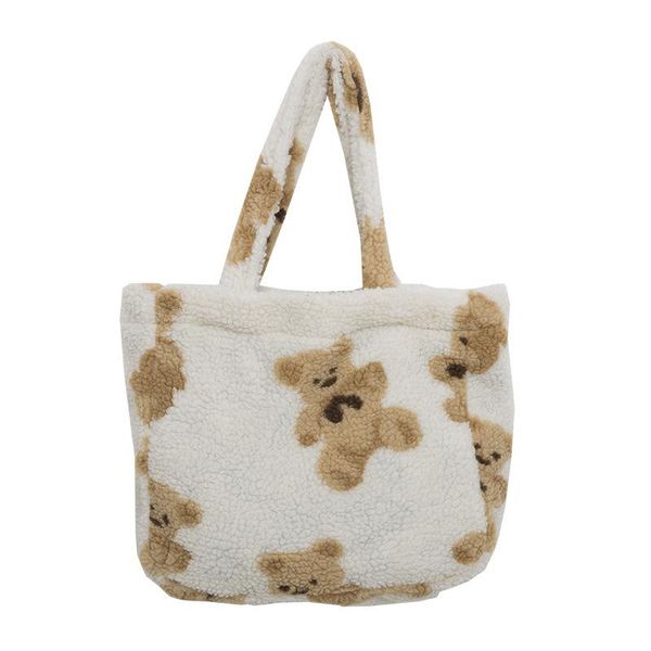 

осень новый дизайн симпатичный плюшевый медведь печати мешок плеча женщин в имитация меха роскошные сумки torebki damskie хозяйственная сумк