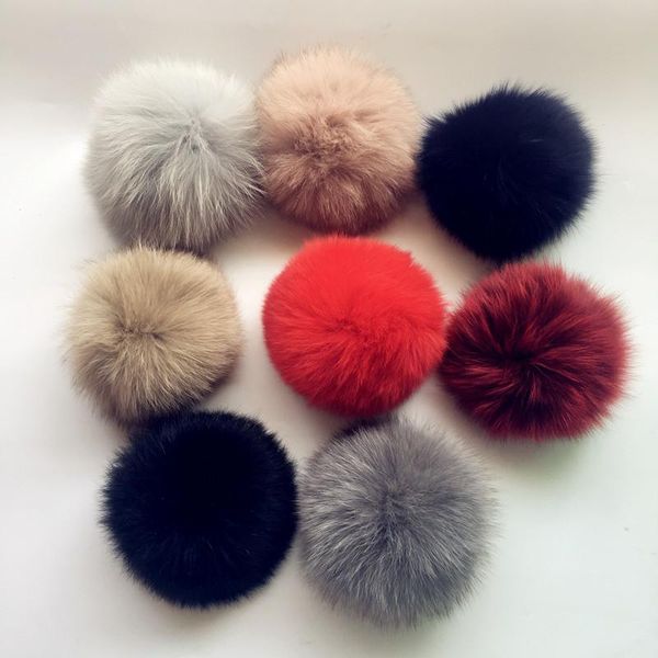

50 шт / много действительно природных животных fox hairball pom pom diy красочный большой fox fur волос бал вязание шапки pompom с пряжкой j, Black;white