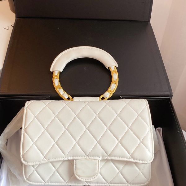 

classic chains cross body bag women crossbody shouler bags round handle wristlet bag lattice leather female hands bags purse wallet pouch