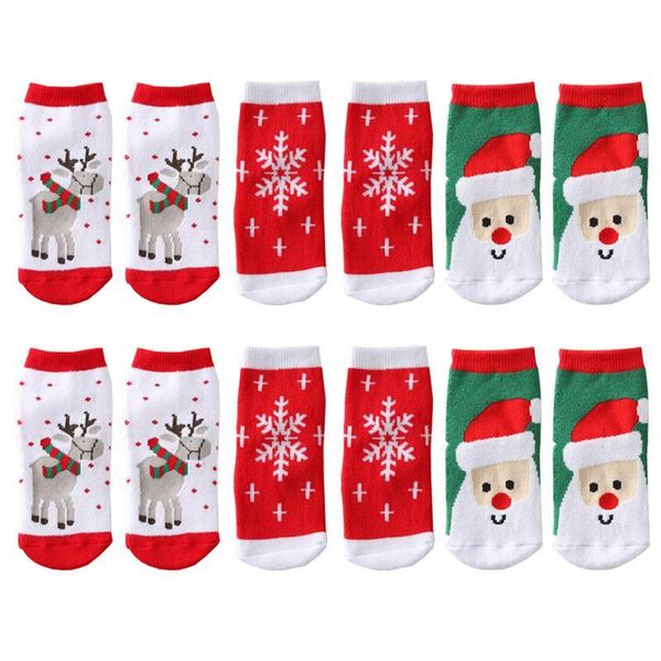 

christmas decorations 1 set 3 pairs baby socks thickened mid-calf for kids year gift
