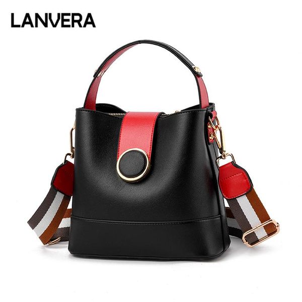 

lanvera brand solid totes rivet casual bucket handbag high quailty lady evening purse clutch messenger shoulder crossbody bags