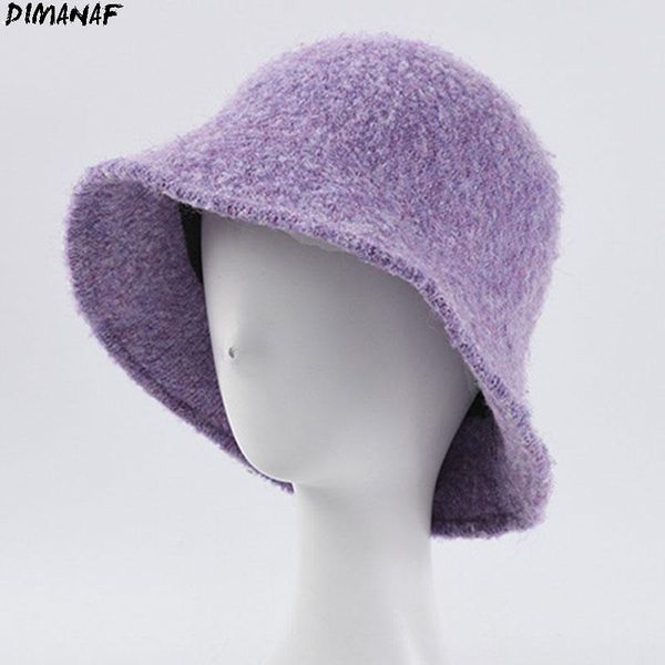

wide brim hats dimanaf 2021 winter style bucket hat women fashion warm female cap snow wool ski outdoor foldable fisherman, Blue;gray