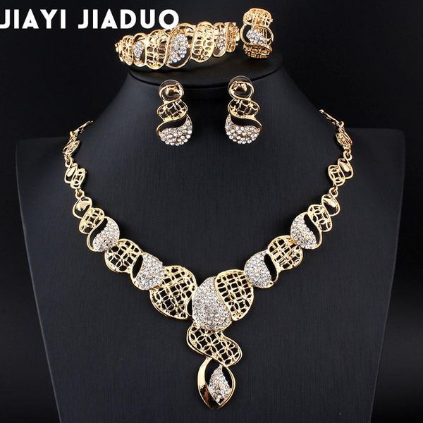 

jiayi jiaduo 2021 african jewelry set for women gold-color necklace & earrings high-quality bracelet gifts wedding accessories, Silver