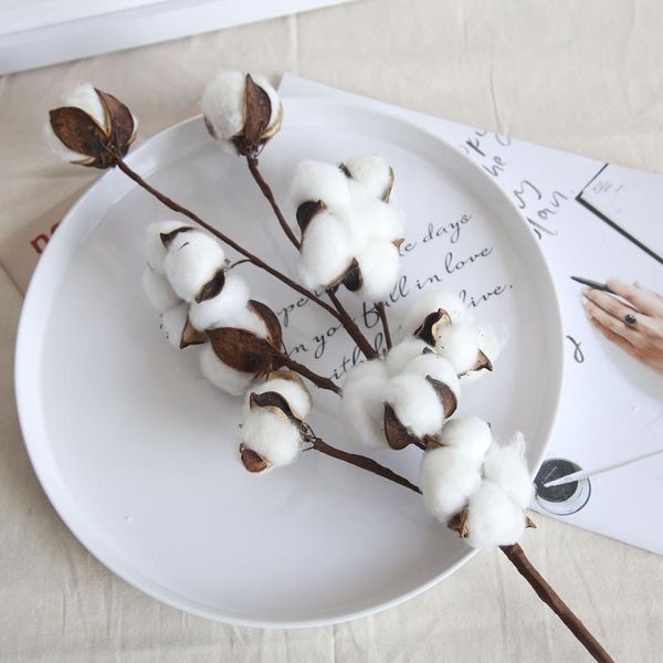 

1pcs natural cotton artificial flower branch for wedding xmas decoration handmade wreath gift kapok flower home decor bbyznv