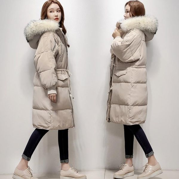 

women's down & parkas womens duck jackets winter coats ladies real fur collar warm long female coat overcoat chaqueta mujer kj477, Black