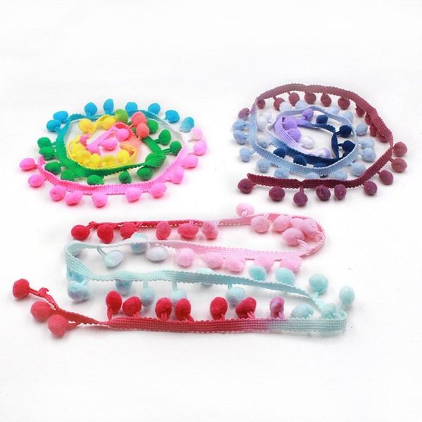 

rainbow 12mm pompoms lace 2.5cm tassel lace pom pom ribbon trim ball fringe crafts diy apparel fabric sewing accessories 5 yards h jllnkj