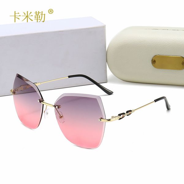 

2020 new women's sunglasses borderless trimming fashion sunglasses holiday travel sunglasses 9021 kml-designer, White;black