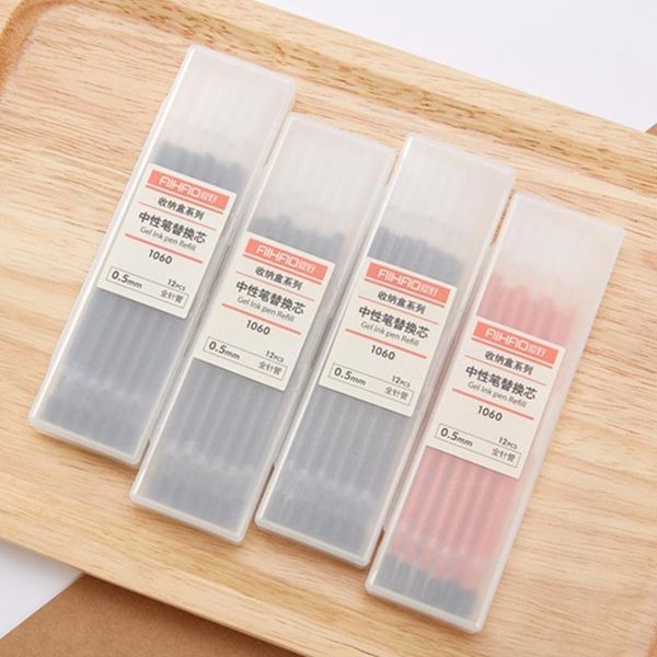 

ballpoint pens 12 pcs color gel pen refill value pack with container storage box 0.5mm aihao stationery office school supplies f7381, Blue;orange