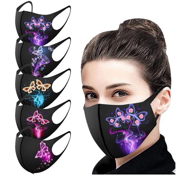 

mask 1pc butterfly print reusable face seamless breathable windproof anime mouth muffle women men foggy haze mascarillas