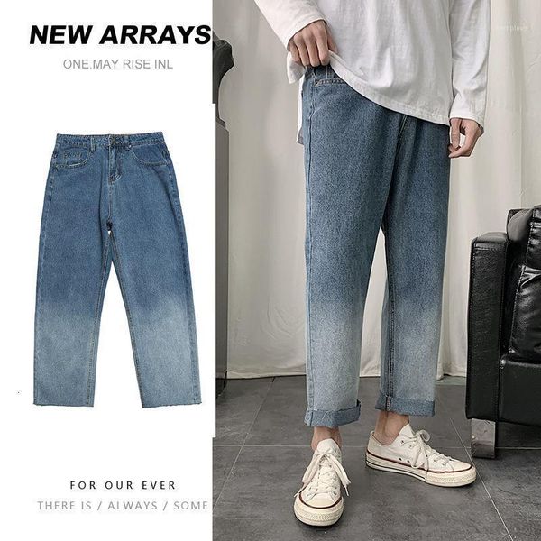 

jeans men's straight loose trend casual gradient color spring and autumn new wild handsome youth trousers1, Blue